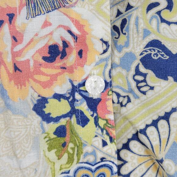 Chicos Tunic Top Womens 3 No-Iron Linen Floral Paisley Loop-Back Button Down - Picture 8 of 16